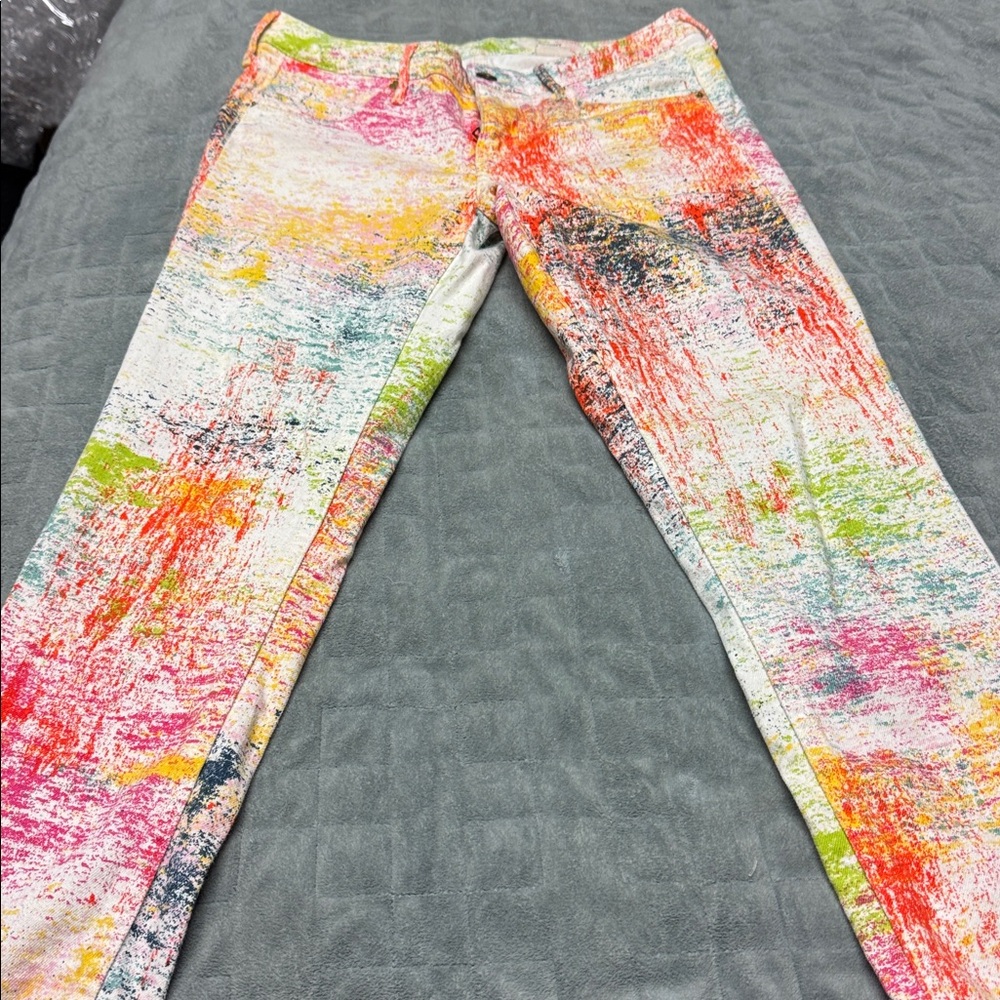 H&M Splatter Paint Skinny Jeans, Colorful, Denim, Size 28 - Picture 7 of 9